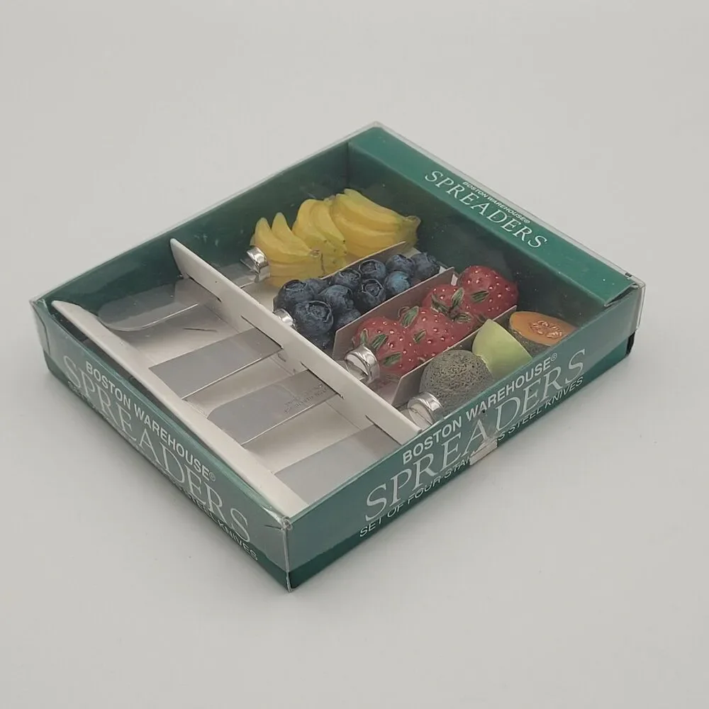 VTG Boston Warehouse Breakfast Fruit Spreaders Butter Cheese Jam Knives 4pc Set